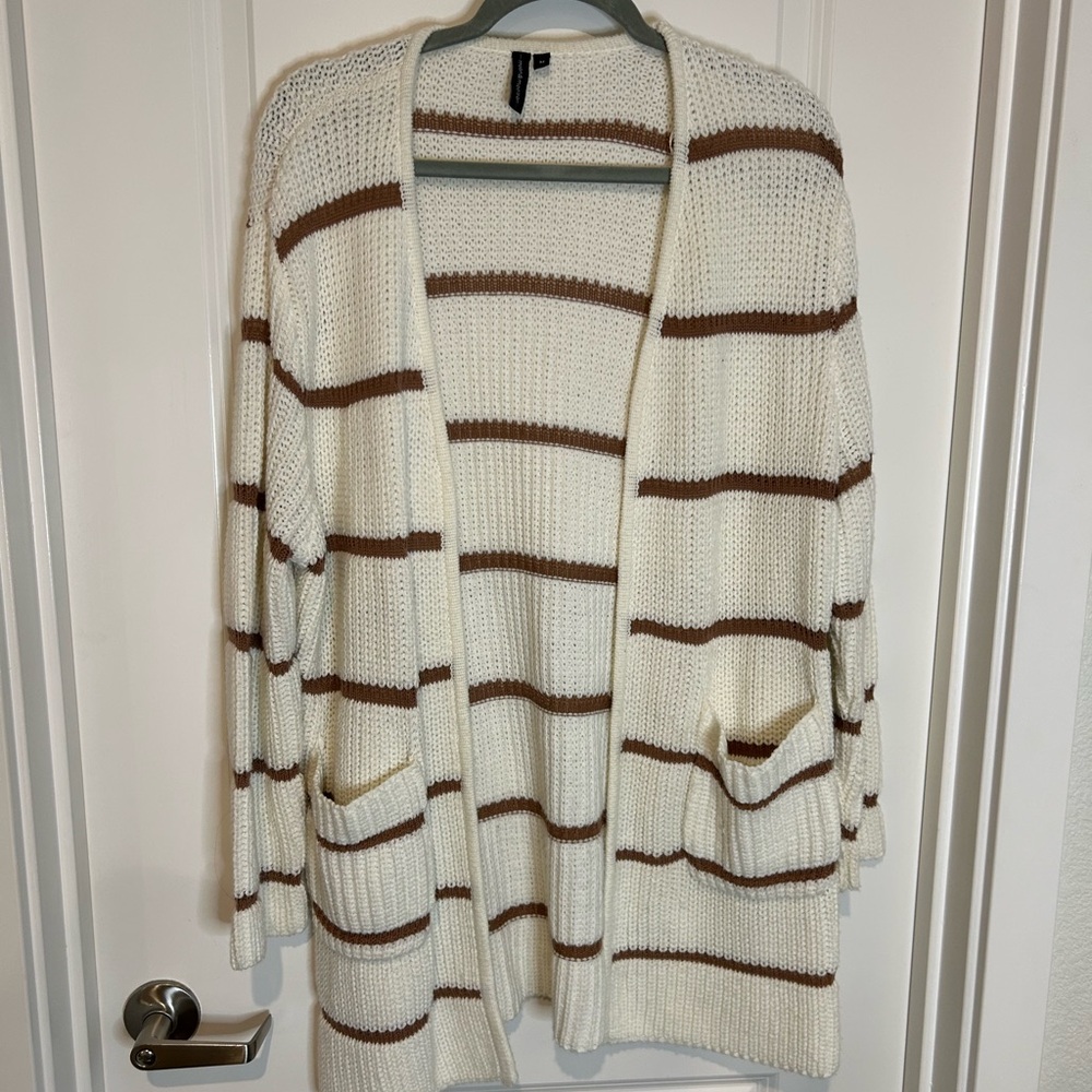 Striped Cream and Brown Women's Sweater